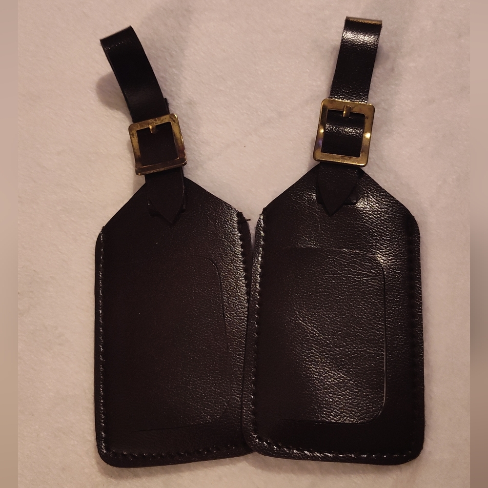 Elegant Black Leather Bag Tags